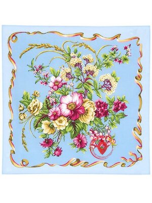 Павлопосадский шелковый платок (крепдешин) «Пестрая лента», 65×65 см, арт. 1305-13